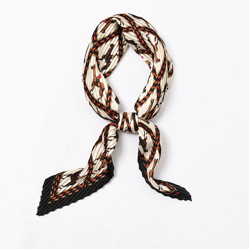 

Horse Cartoon Silk Neck Scarf Pleated Small Bandana Elegant Fashion Decoration Bandeau Scarf [3706]