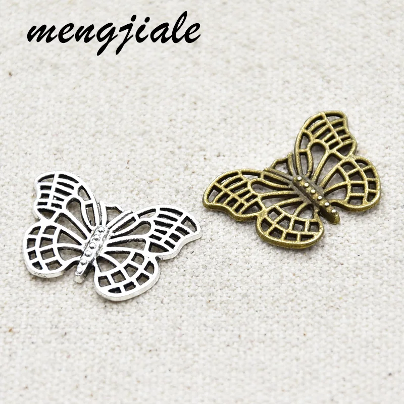 

15pcs Wholesale Two Color Butterfly Charms Zinc Alloy Metal Pendants For DIY Handmade Jewelry Accessories Making 26*18mm