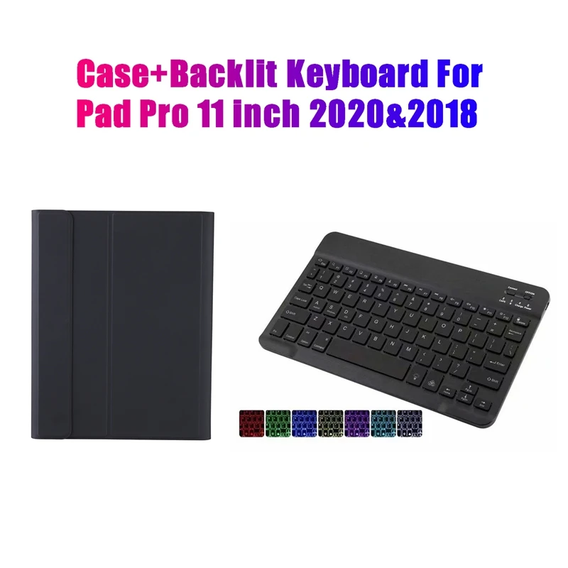 

Чехол для планшета + Подсветка клавиатуры для iPad Pro 11 дюймов 2020 и 2018 кожаный чехол-книжка Подставка для планшета с Bluetooth-клавиатурой