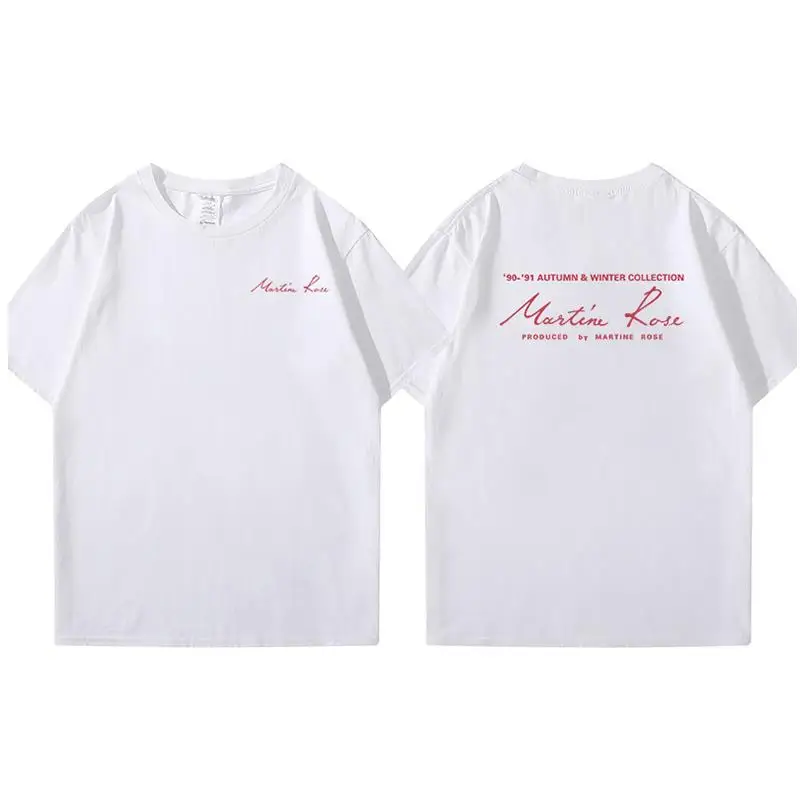 2021ss Martine Rose Signature Letter Printing T-shirt Men Women Black White Asap Rcky Tops Oversized Tee images - 6