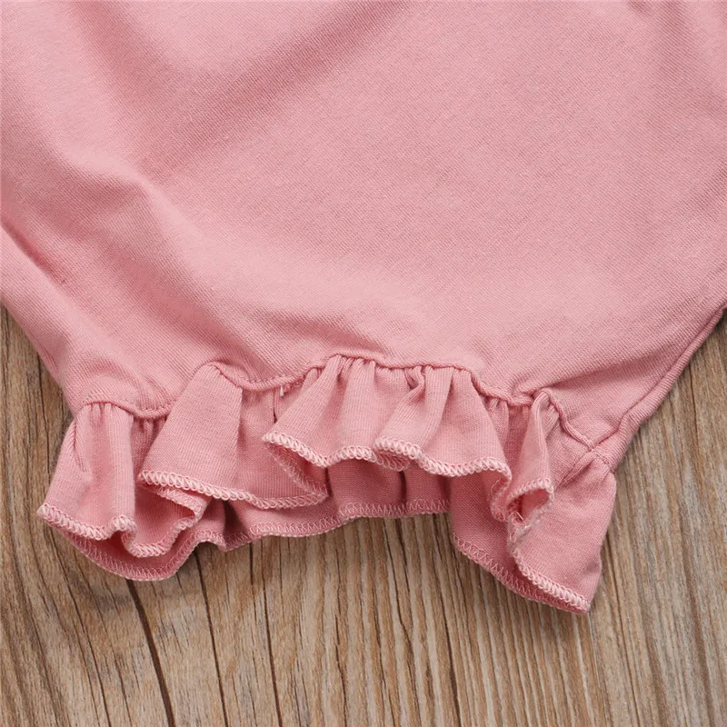 

2020 Newborn Infant Baby Girl Cotton Clothes 3pcs Funny Letter Print Short Sleeve Romper Tops+Floral Triangle Shorts Set 0-18M