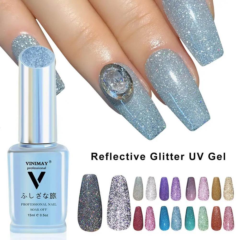 

Reflective Glitter Gel Nail Polish 15ml Sparkling Auroras Laser Nail Gel Nail Art Vernish Semi Permanent Top Base Coat