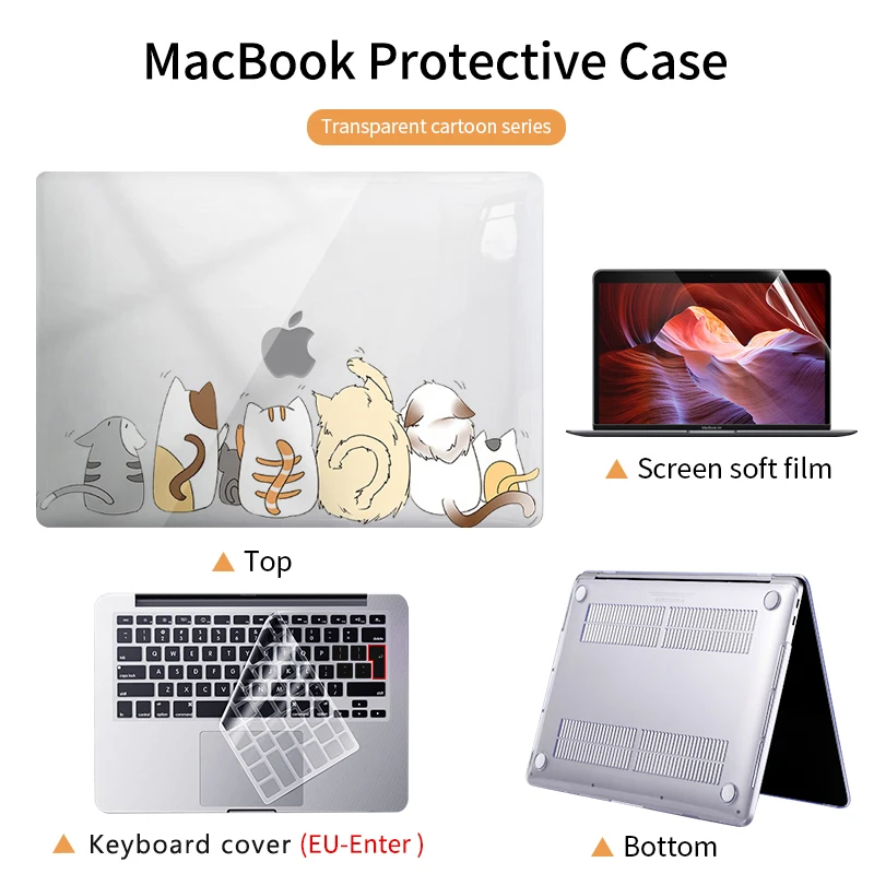 Чехол для ноутбука Macbook Air 13 M1 Chip Pro 14 16 15 дюймов жесткий корпус 2021 чехол A2179 A2289 A2337