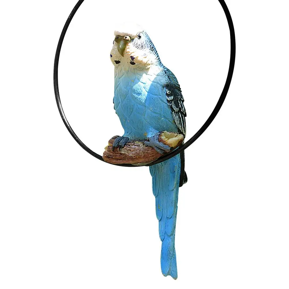 

Vivid Hanging Parrot Statue Perch On Metal Ring Birds Model Lawn Garden Sculptures Ornament Decoration