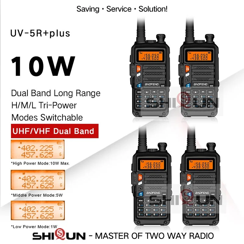 1 или 4pcs Walkie Talkie Long Range Baofeng 8W/10W Tri-Band UV-5R+Plus Radio for Hunting 10 km Upgrade of UV-5R Dual Band UHF VHF |