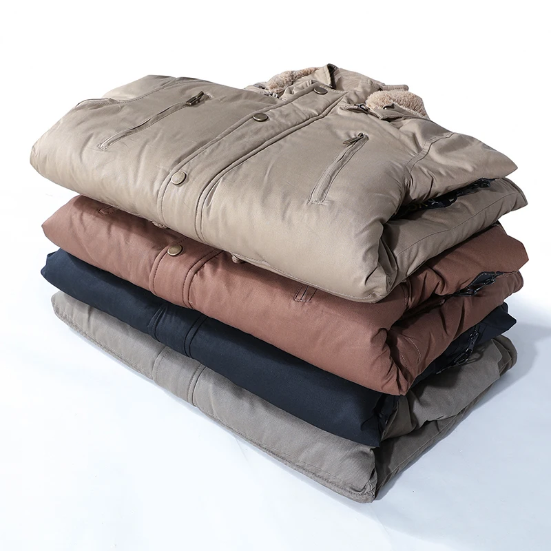 Зимние длинные пальто мужская флисовая куртка Толстая теплая парка с меховым