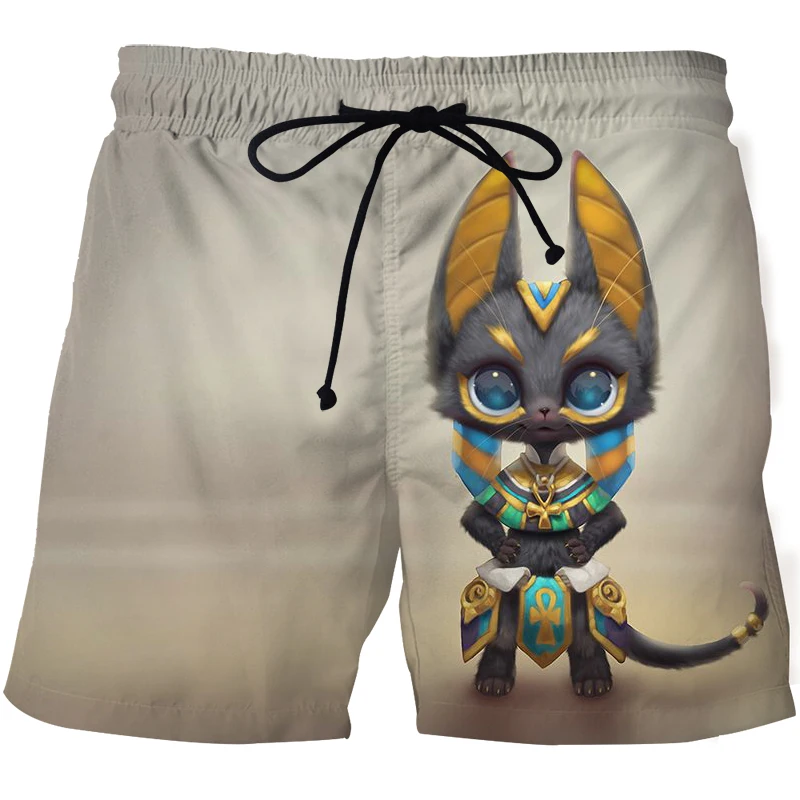 

New 3D print cute cat Harajuku men beach pants male Fashion Street Dance Sports Pants Plus size mens surf shorts swimming trunks