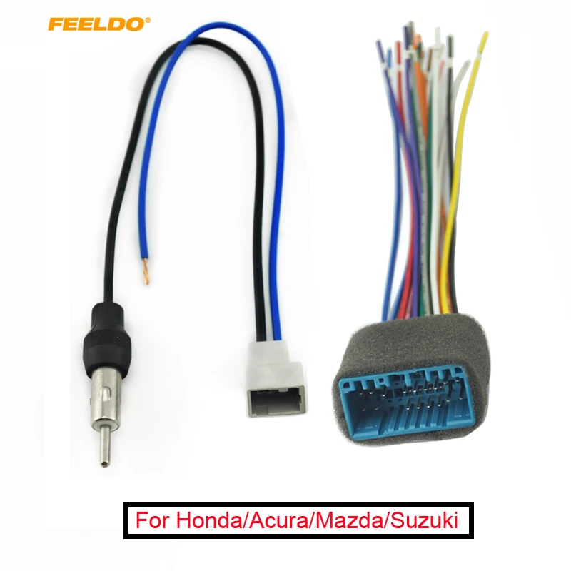 FEELDO 1Set Car Audio Stereo Head Unit Harness With Radio Antenna Adapter Cable For Honda/Acura/Mazda/Suzuki #FD-1577 | Автомобили и