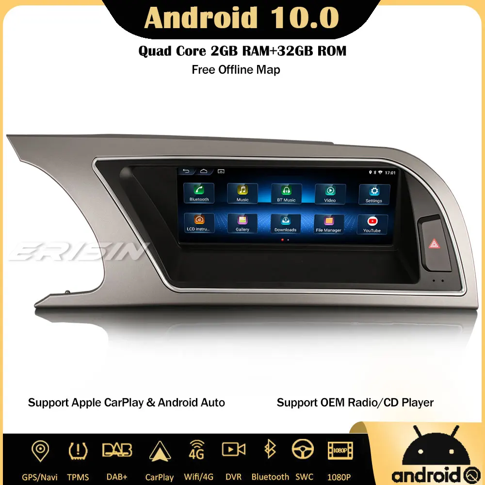 Erisin 2615 8 &quotHD Android 10 0 IPS Авторадио GPS SWC DAB + USB RDS 4G Navi Sat Nav Bluetooth CarPlay Wifi для Audi