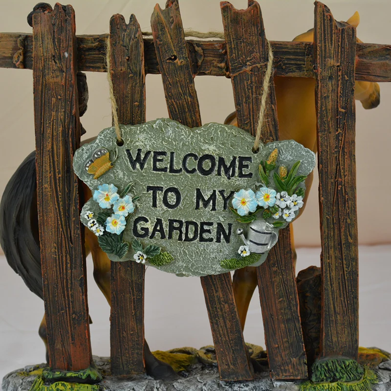 

Welcome Sign Statue Resin Crafts Ornaments Decor for Home and Garden Holiday Pendant Birthday Gifts A1