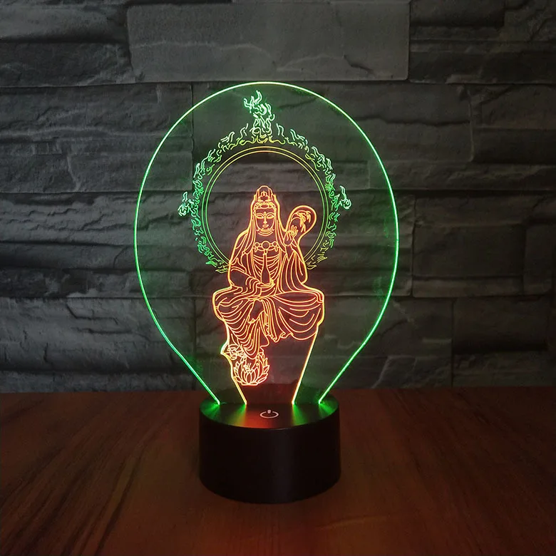 

Buddha 7 Color Changing Night Light Atmosphere 3D Visual Illusion LED Table Lamp for Kids Xmas Birthday Gift