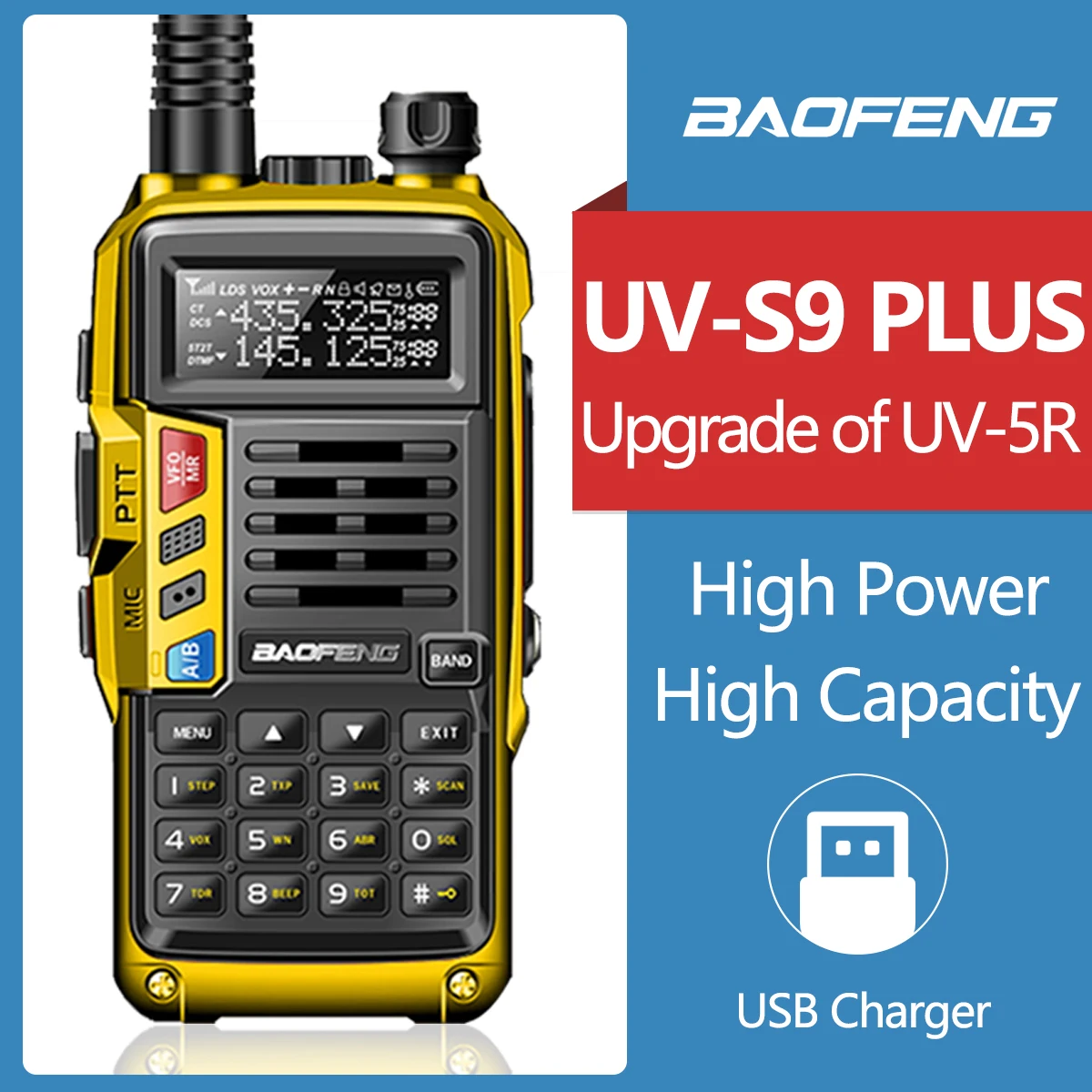 

Портативная рация дальнего радиуса действия BaoFeng UV-S9 Plus