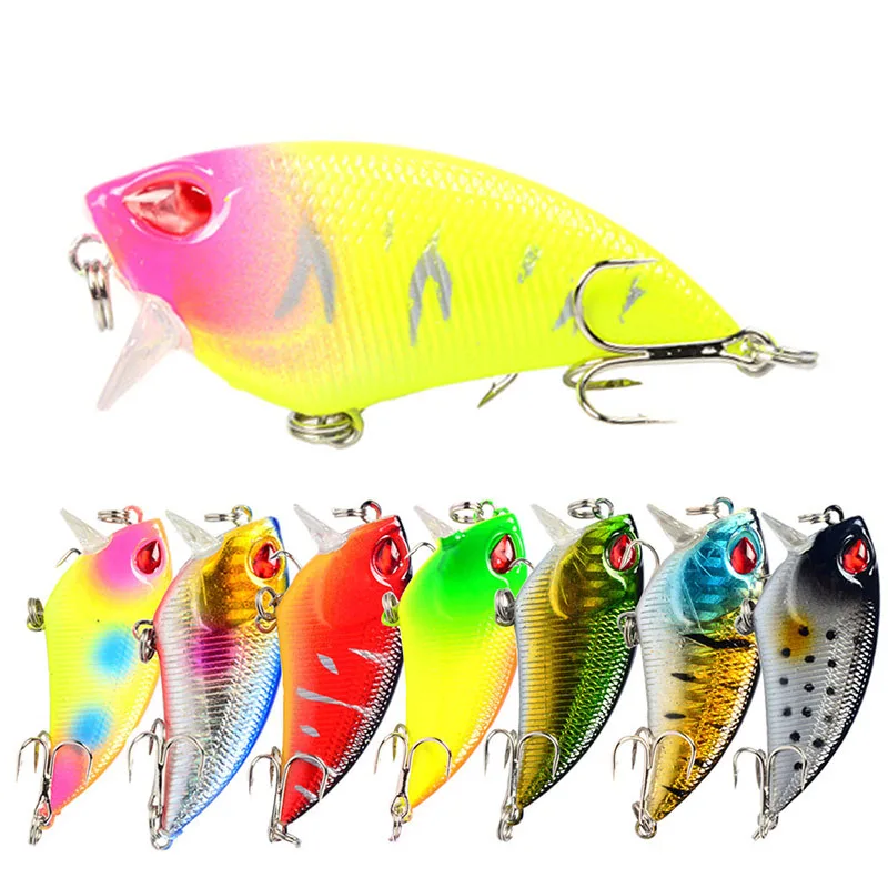 

8 Color 5.5cm/6.5g Artificial Plastic Hard Bait 6# Hook Depth Diving 0.3m-1m VIB Bionic Bait Sea Fishing Lure Outdoor Fishing
