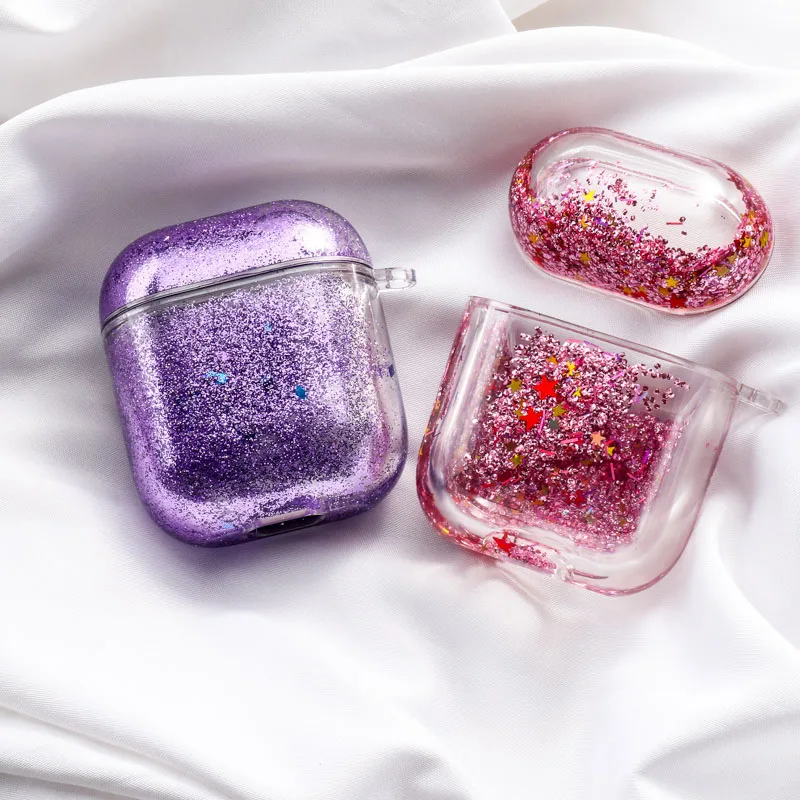 Чехол с блестками liquid Quicksand для Airpods 1 2 прозрачный чехол беспроводных Bluetooth