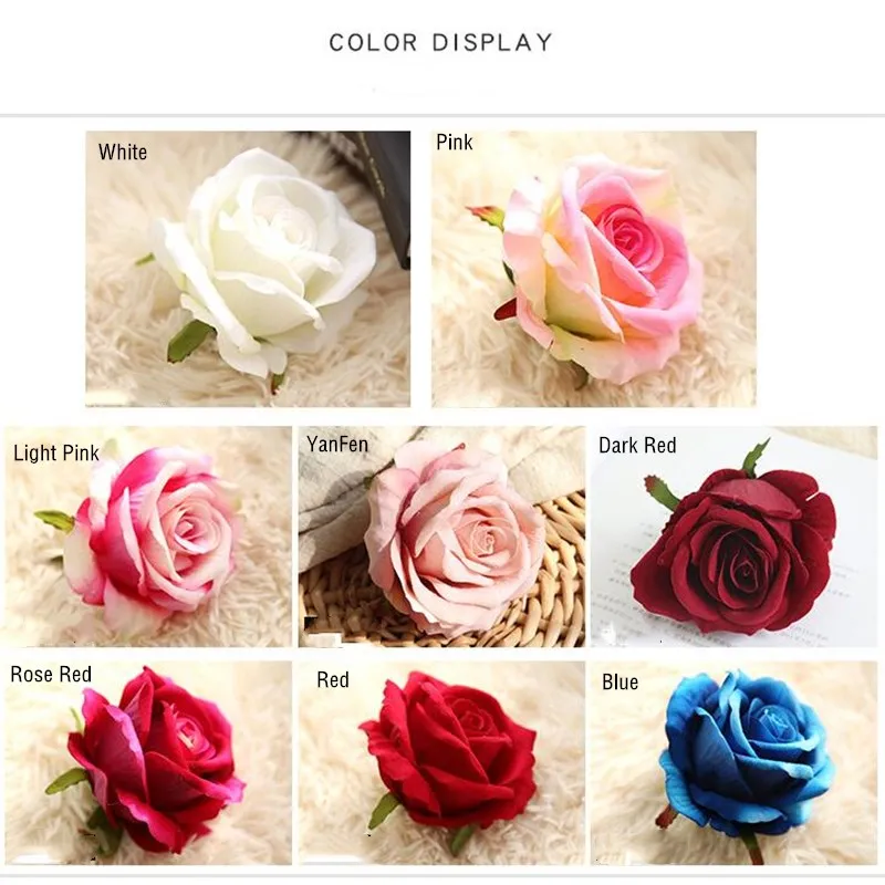 

11PCS Romantic Rose Artificial Flower Head Red White Silk Fake Flower Head for Party Home Wedding Decoration Valentine's Day