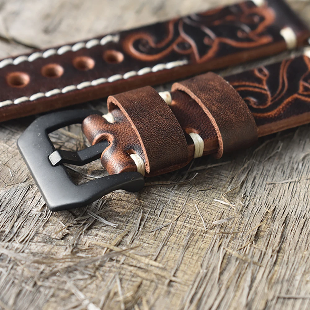 Ремешок из натуральной кожи для мужских наручных часов винтажный ремешок с