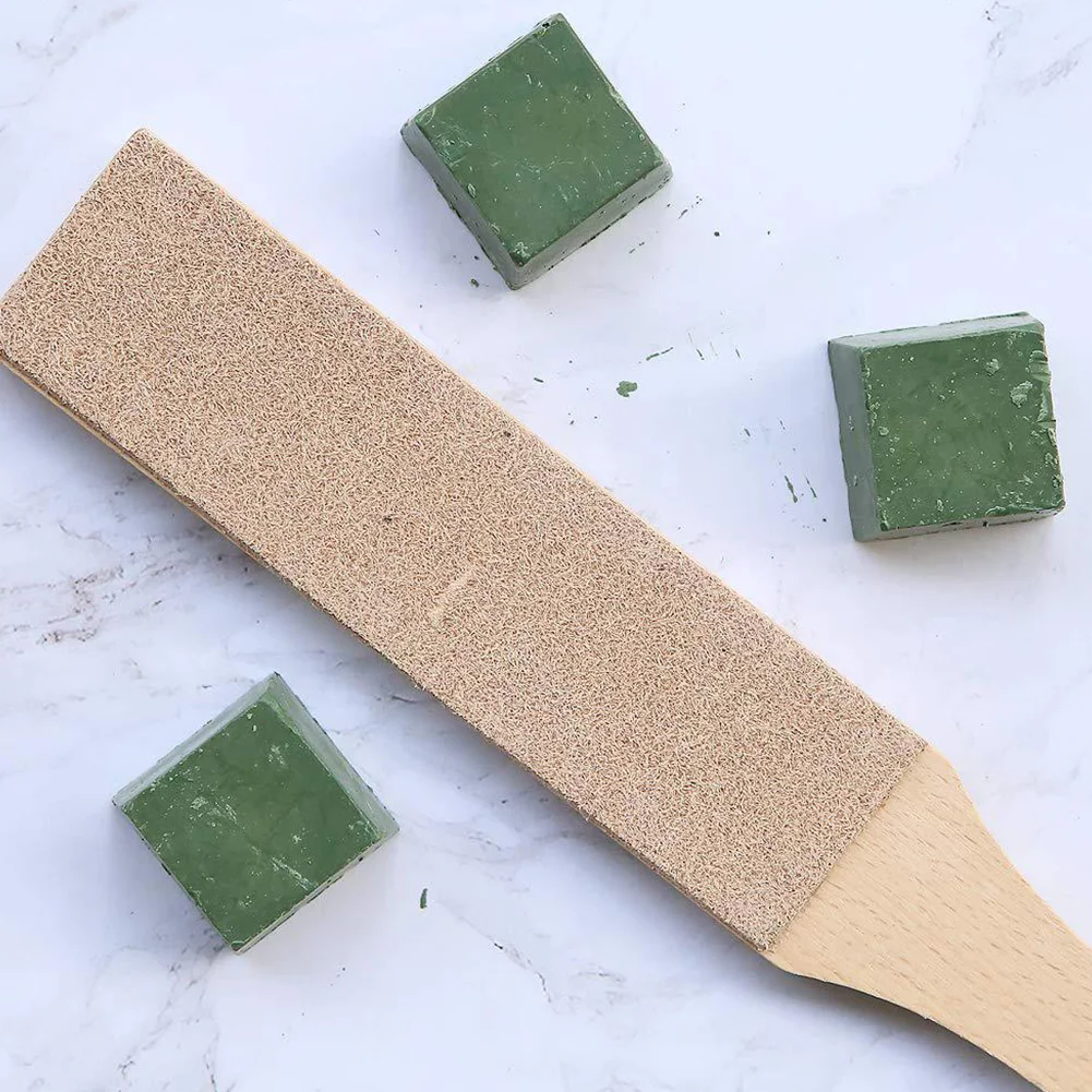 

Leather Strops Honing Hardwood Paddle Handle Covered With 3 Buffing Polishing Compounds Honing Strop Block Leather Strops Kit