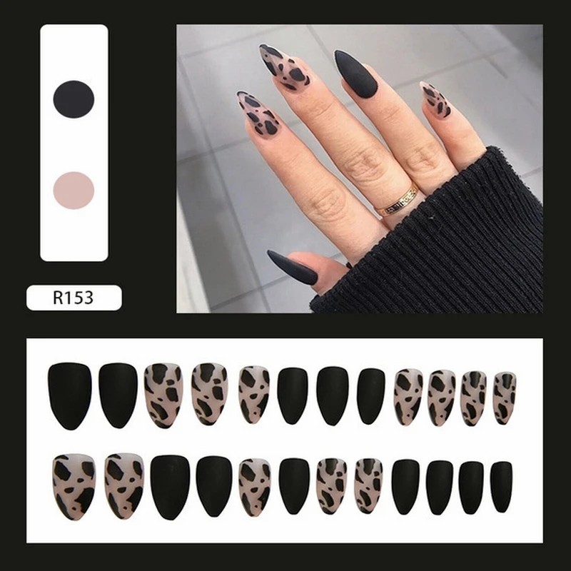 

Short Length False Nails 24pcs Fake Fingernails Nail Paste for Girls Full Cover Glue Manicure Tools Stickers And Decals Gel Kit