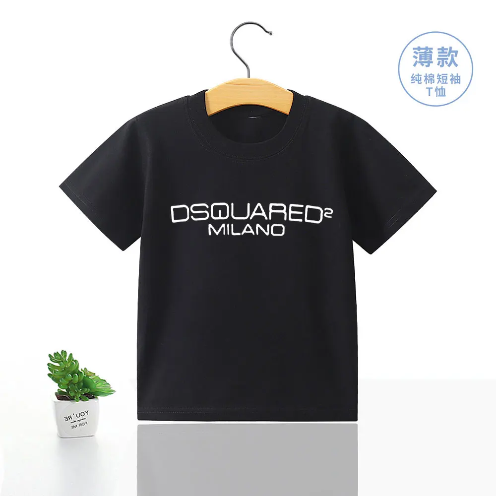 

Dsquared2 футболка с буквенным принтом для мальчиков и девочек Мягкая Белая футболка для малышей Летняя модная новинка детский топ