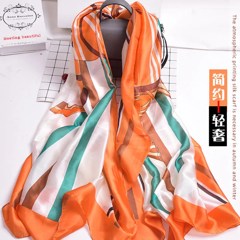 Шелковистый носовой платок шарф палантин для весны лета тонкий стиль унисекс