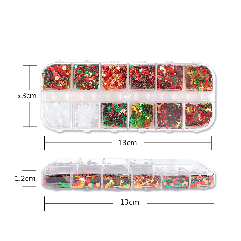 Merry Christmas Nail Sequins Glitters Art Decoration Manicure Design Laser Snowflake Xmas Tree Butterfly Starlights Mixed | Красота и