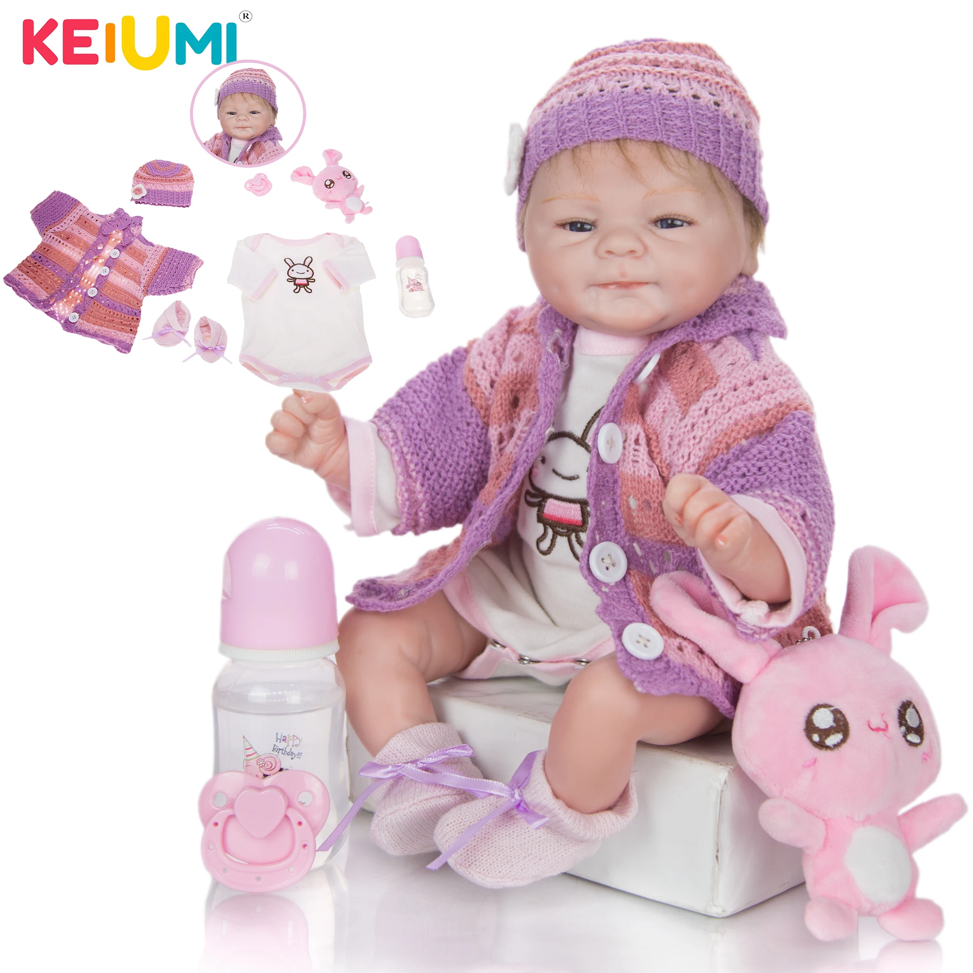 

17 "KEIUMI Soft Silicone Babies Reborn Dolls Lifelike Baby Doll Stuffed 42 CM Baby Toy Girls For Kids Playmates Birthday Gifts