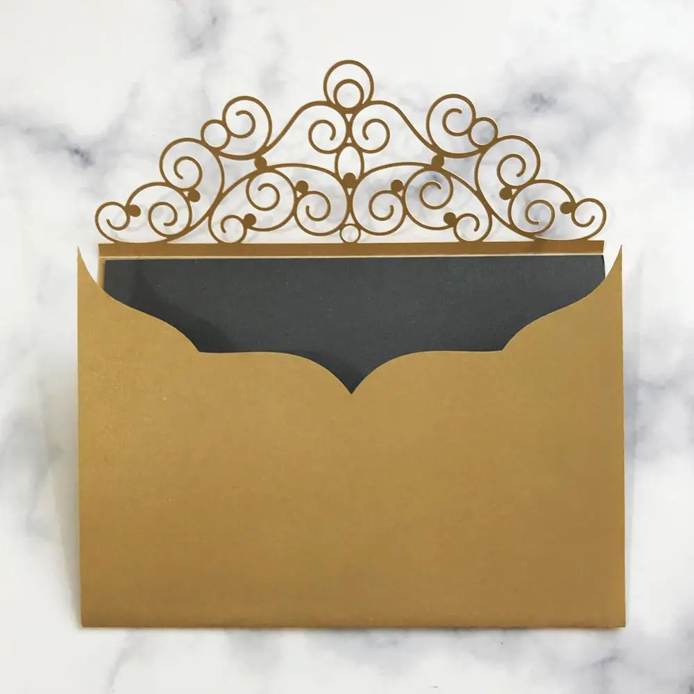 

20pcs/lot Romantic Sculpture Lace Pattern Wedding Invitations Cards Formal Business Pure Color Pearl Paper Envelop