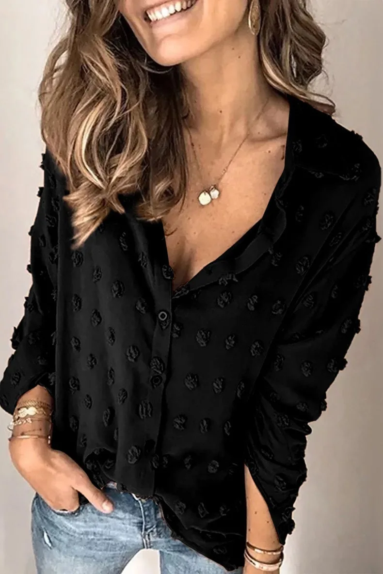 

Spring Autumn Women V-neck Blouse Elegant Long Sleeve Button Shirts Tops Women Clothing Casual Fashion Office Lady Blouse Shirts