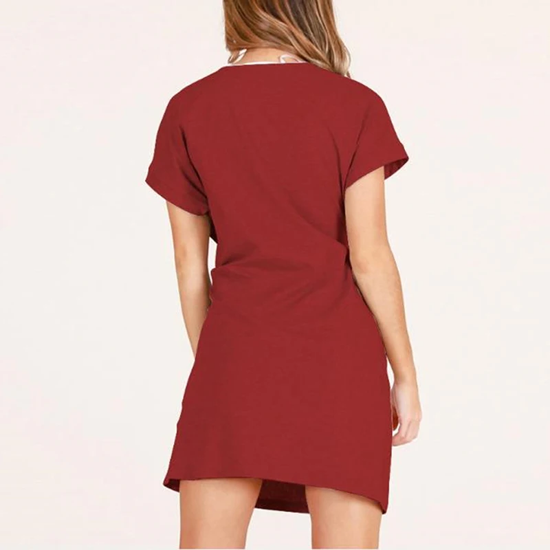 Платье с завязками на талии женское летнее мини платье коротким рукавом