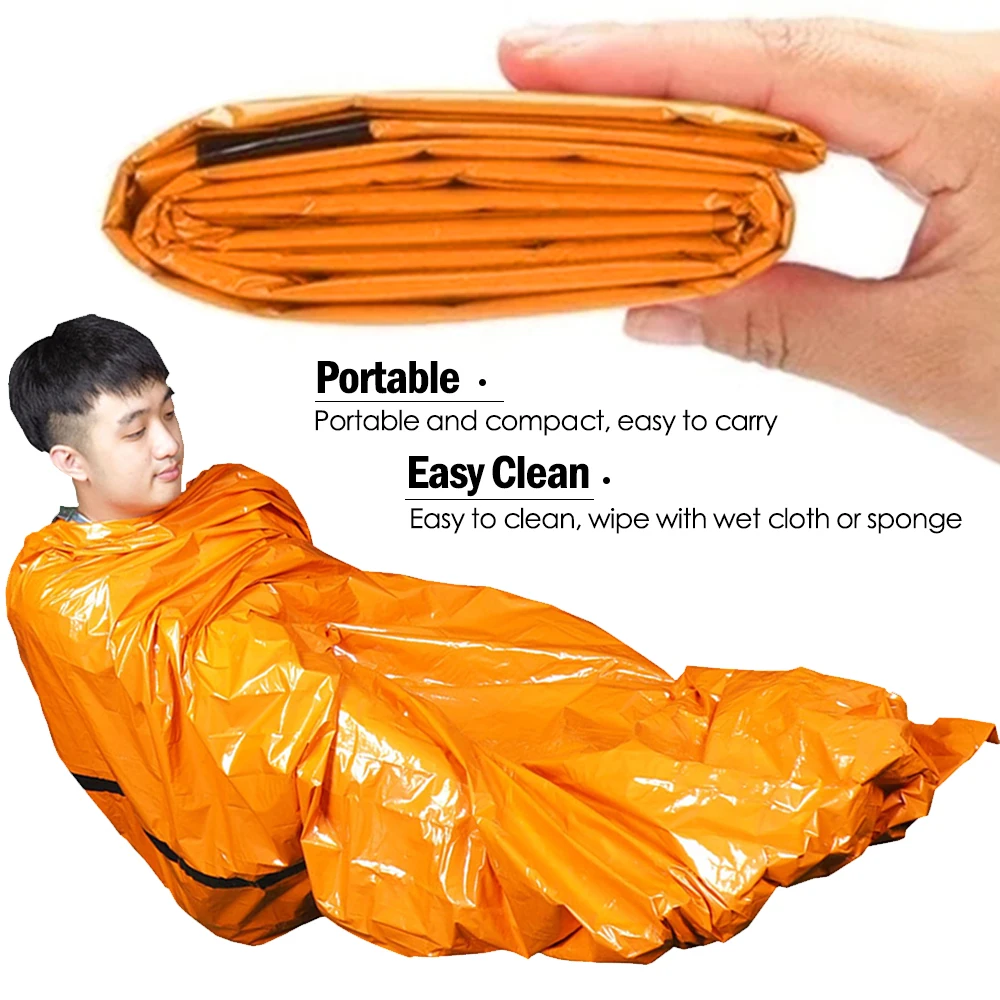 

2021 Compact Bivy Sack Emergency Survival Sleeping Bag Portable Waterproof Reusable Thermal Sleeping Bags Mylar Survival Blanket