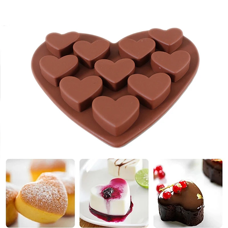 

3D DIY Silicone Love Cake Moulds 10 Cavity Diamond Love Heart Fondant Decorating Tools Chocolate Pastry Molds Baking Accessories