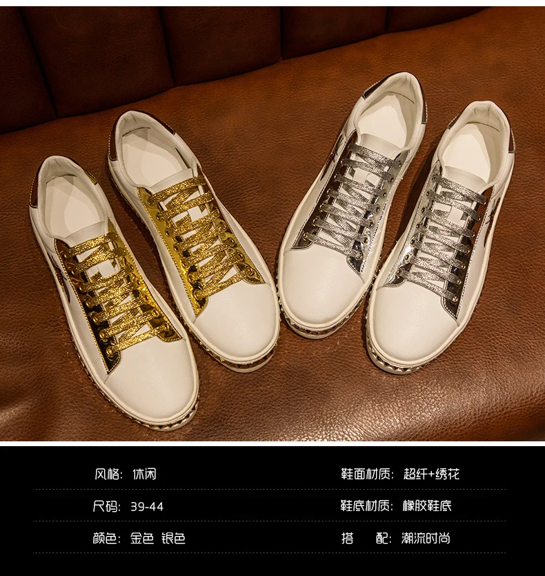 spring Autumn new retro trend men and women casual shoes Skateboard shoes bee white shoes Leather Male Sneakers