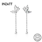 Женские серьги-подвески INZATT, циркониевая цепь с плетением бабочка, элегантные вечерние ювелирные изделия из настоящего серебра 925 пробы