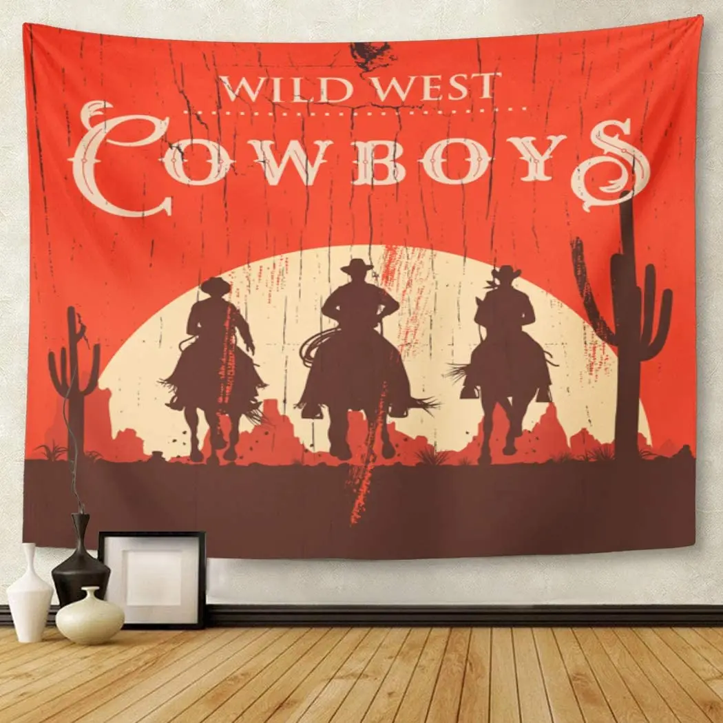 Черный Западный силуэт ковбоев для верховой езды на лошадях деревянной вывеске