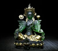 5chinese folk collection old colored glaze gilt green tara bodhisattva buddha sitting buddha ornaments town house exorcism