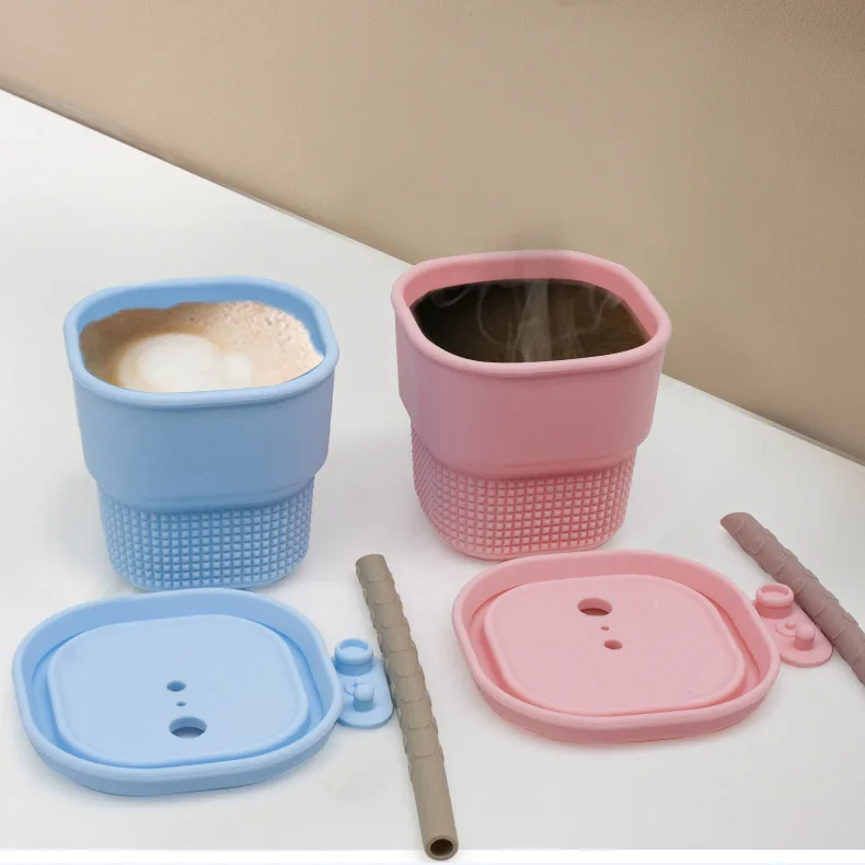 

High Temperature Resistant and Fall Proof Silicone Straw Cup Transparent Portable Storage Boxes Baby Binky Pacifier