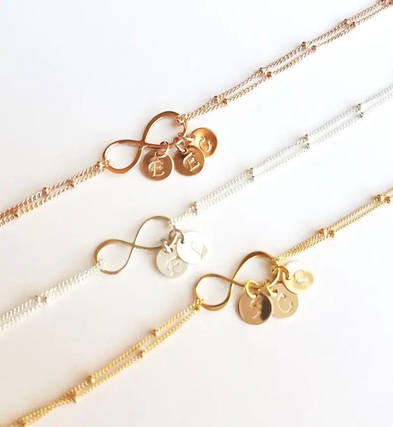 Бесконечность любовь 26 Браслеты с буквами и диск начальные браслеты розовое