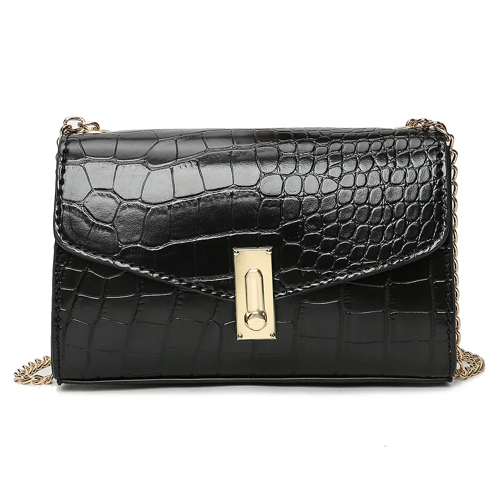 

2022 сумки через плечо с цепочкой для женщин, модная сумка-мессенджер с крокодиловым узором, маленькая сумка-слинг из искусственной кожи