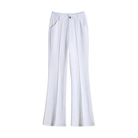 female high waisted thin drape casual pant fashion wide leg stretch trouser 2021 women new spring summer white micro trouser 127
