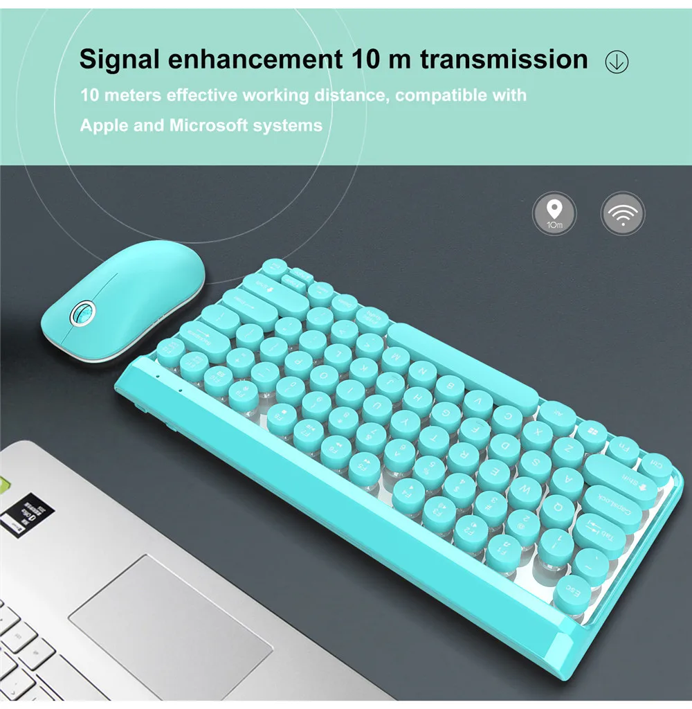 2,4 г беспроводная клавиатура игровая мышь набор Ретро Круглый Keycap клавиатура мини мышь для Macbook lenovo PC Клавиатура для ноутбука Компьютерные мыши