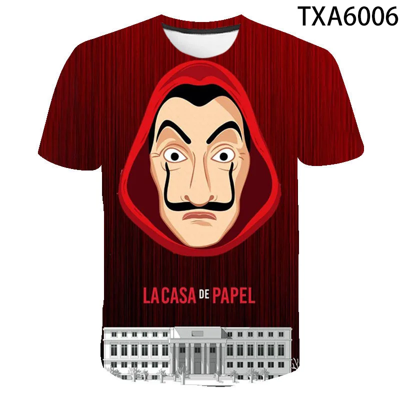 

Summer 3D Printed T Shirts Men Women Children La Casa De Papel Cool Shirt Casual Short Sleeve Tops Boy Girl Kids Streetwear