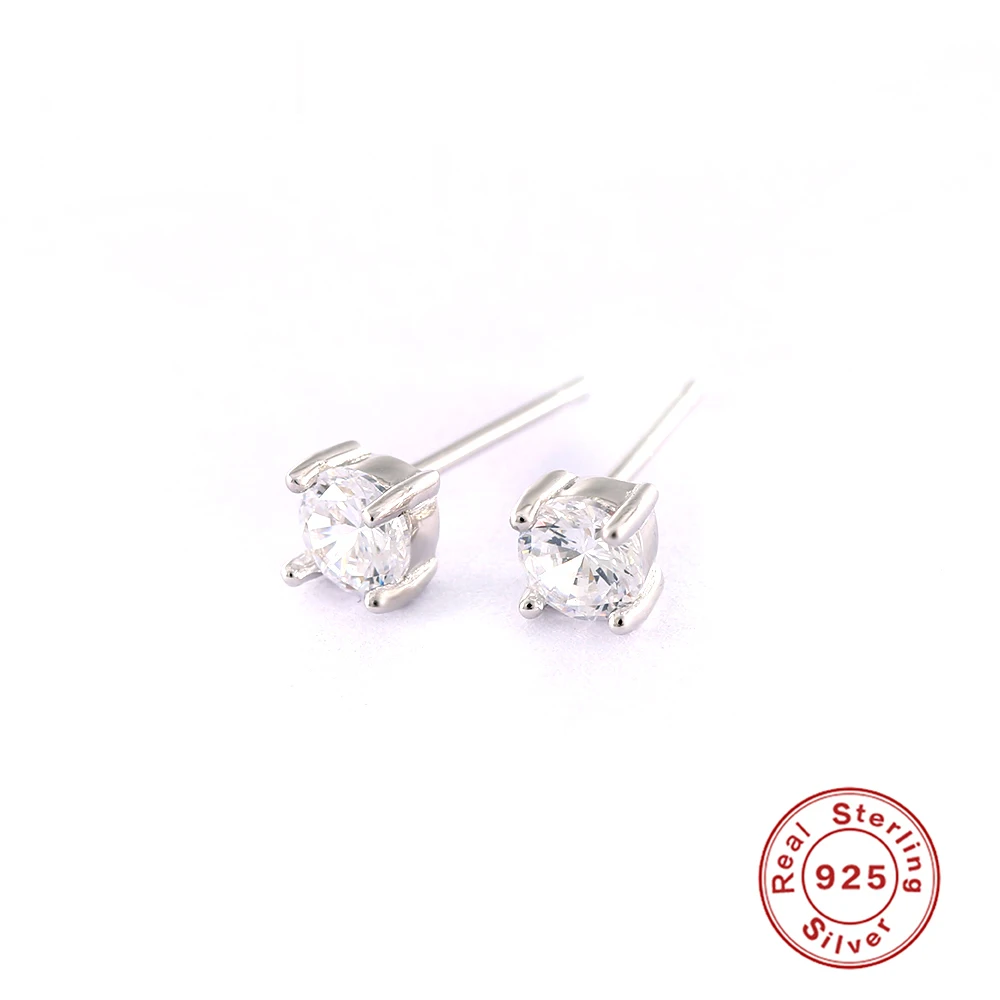 

925 Sterling Silver Earrings For Women Small Crystal Zircon Earrings Girl Gift Gold Ear Bone Earring Female Party aretes R5