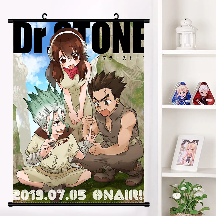 T Аниме Dr. STONE Ishigami Senku Shishio Tsukasa Настенная роспись настенный плакат Otaku коллекция домашнего декора художественный подарок - Цвет: T