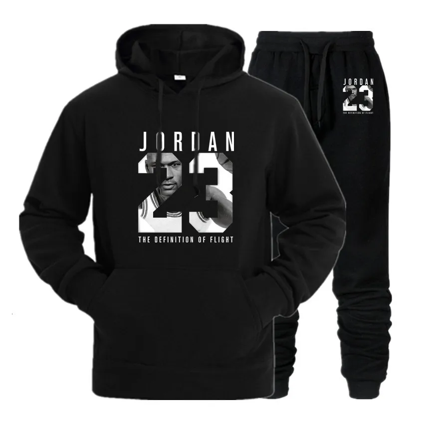 Nuevo chándal 2020 Мода JORDAN 23 hombres ropa deportiva conjuntos de dos piezas totalmente algodón grueso con capucha + | Мужская
