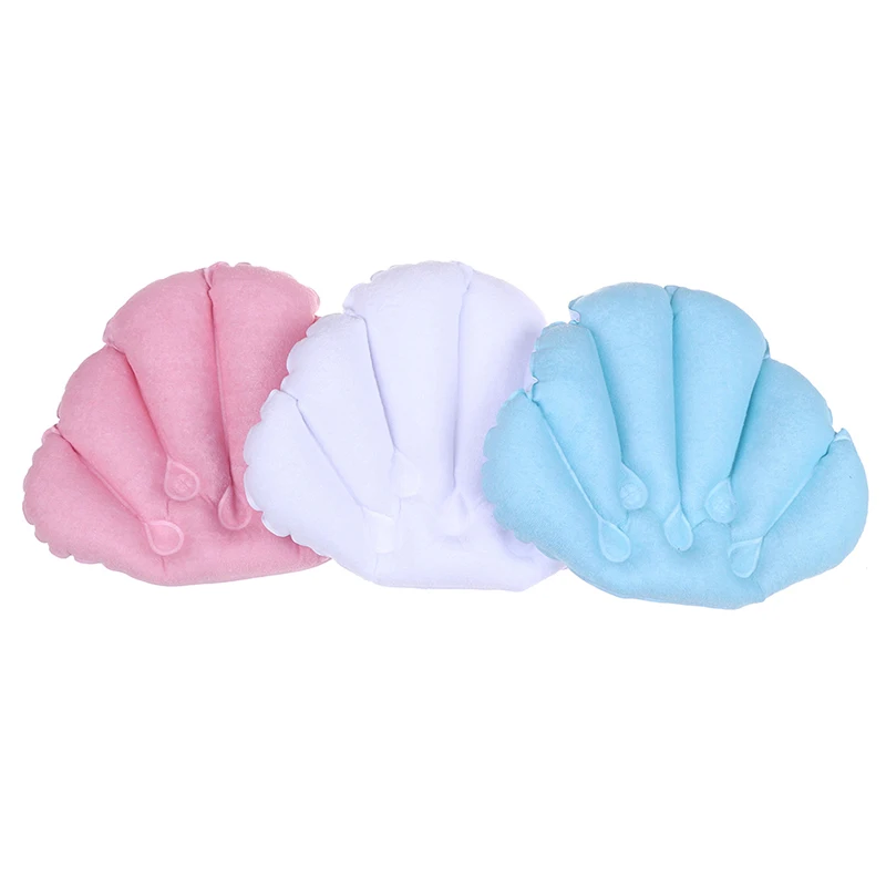 Надувная махровая подушка для ванны с присосками мягкая шеи веерообразная