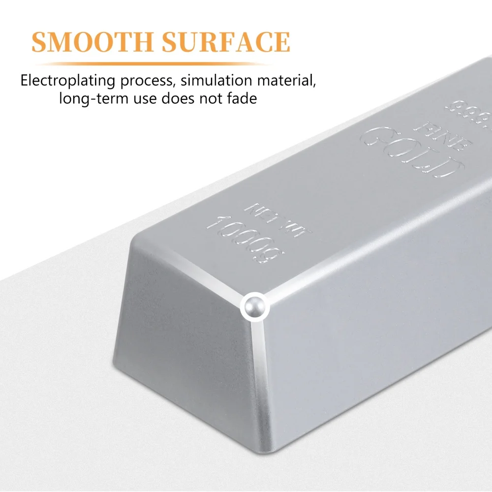 

1 Pc Simulation Silver Bar Decorative Silver Brick Silver Bar Plaything