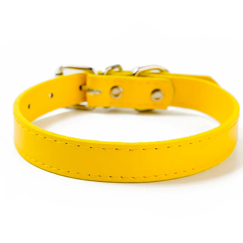 

Pet Basic Collar Dog Leather Personalized Solid Color Collar Adjustable For Big And Small Pets Accessories