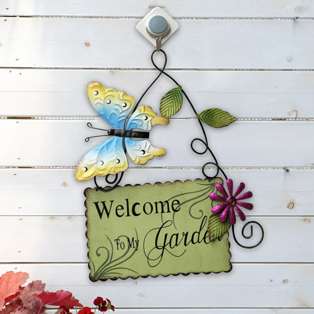 Подвесной Орнамент металлический ярд цветок Добро пожаловать настенная доска
