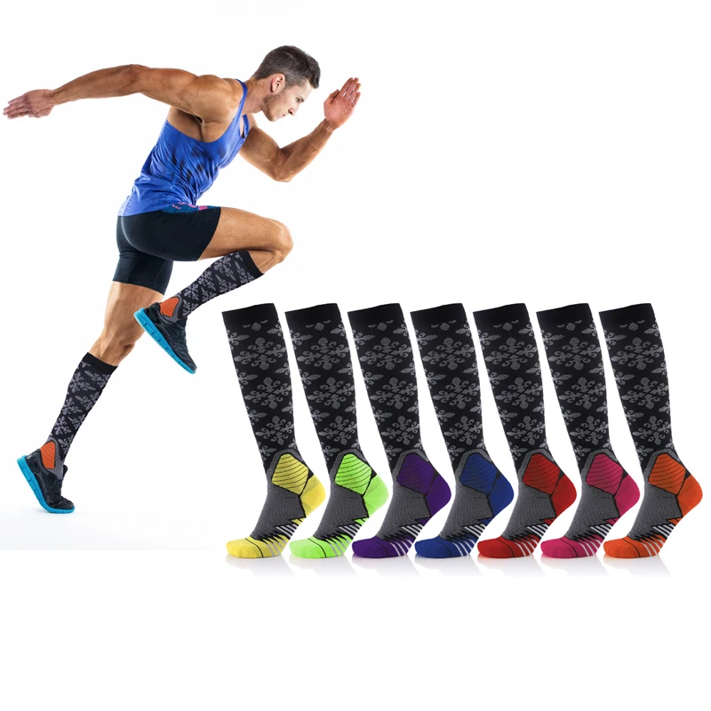 

7 color Compression Socks Men & Women Fit For Running Nurses Flight Travel & Maternity Pregnancy Sport Socks Boost Stamina Socks