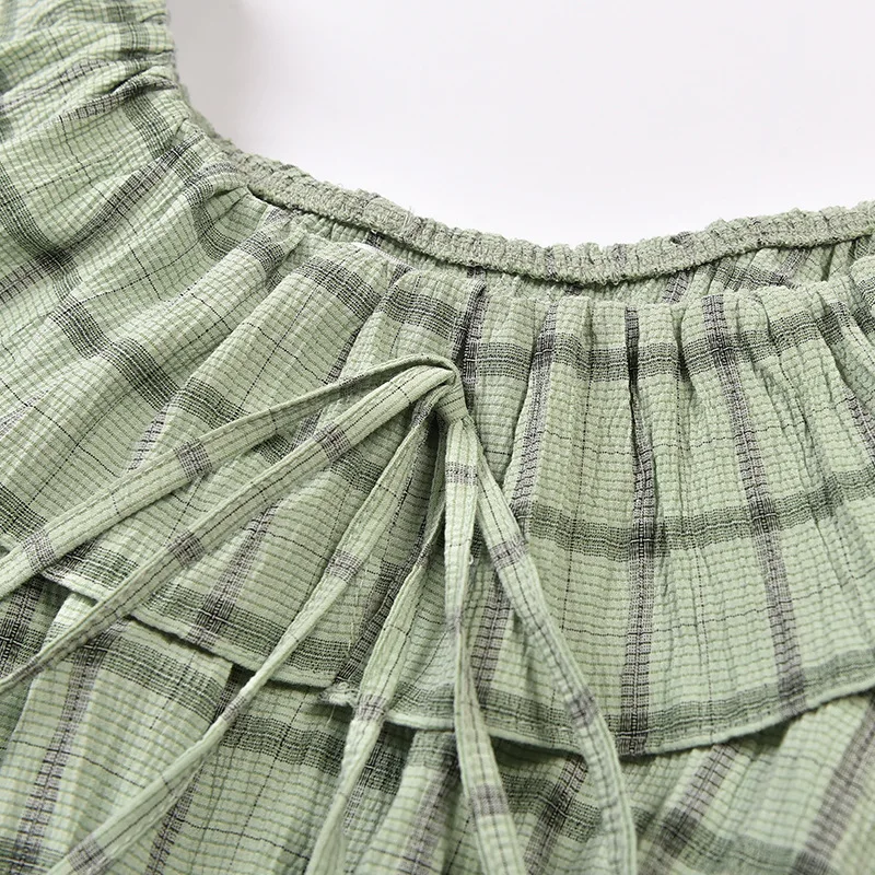 

Summer size women's shirt Plaid Cotton round neck Blouse Size Women's top blouse women 2020 womens tops casual